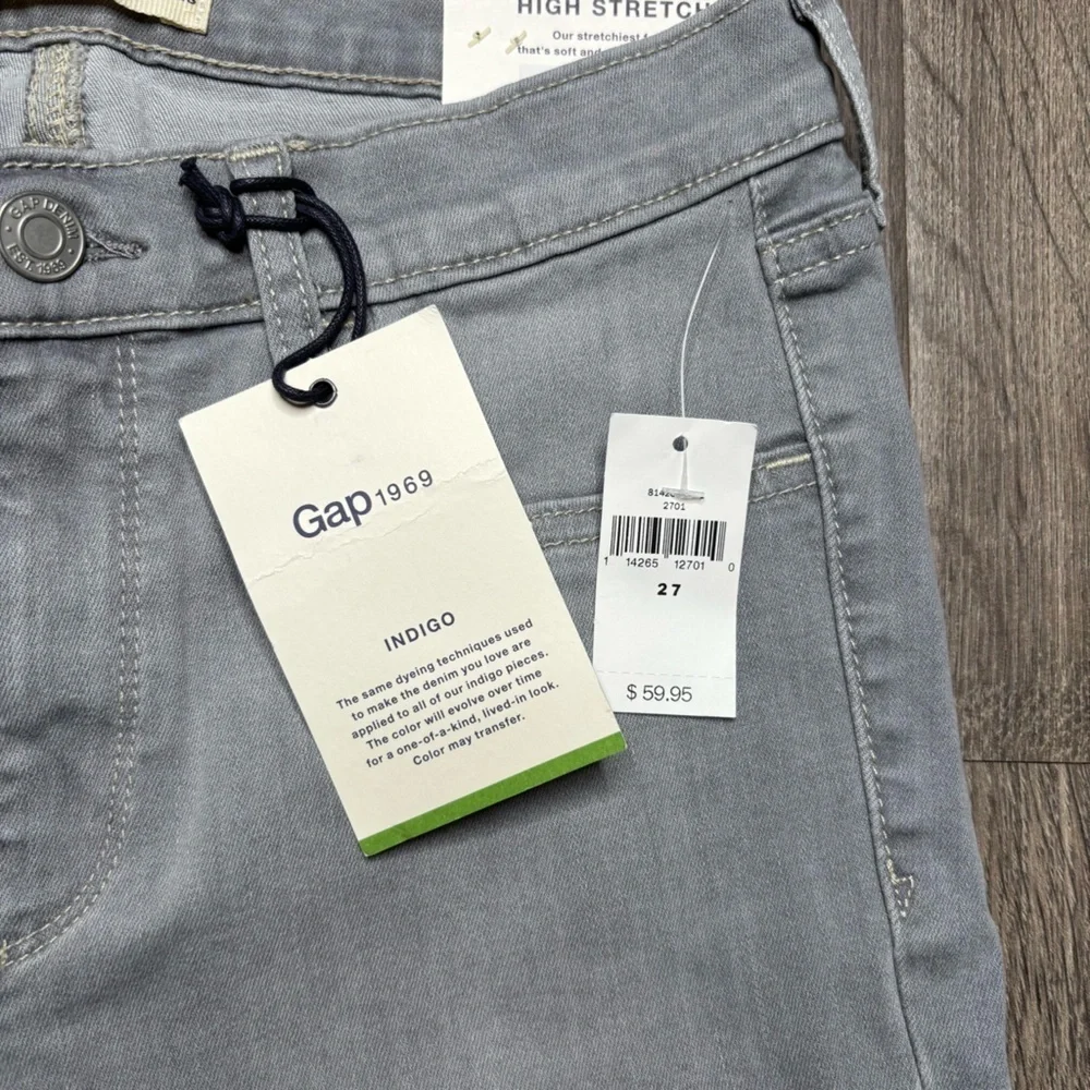 NWT GAP Easy Leggings Grey High Stretch Mid Rise Super Skinny Leg Size 27